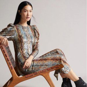 Ted Baker Margeet Snake Mesh Midi Dress Light Blue